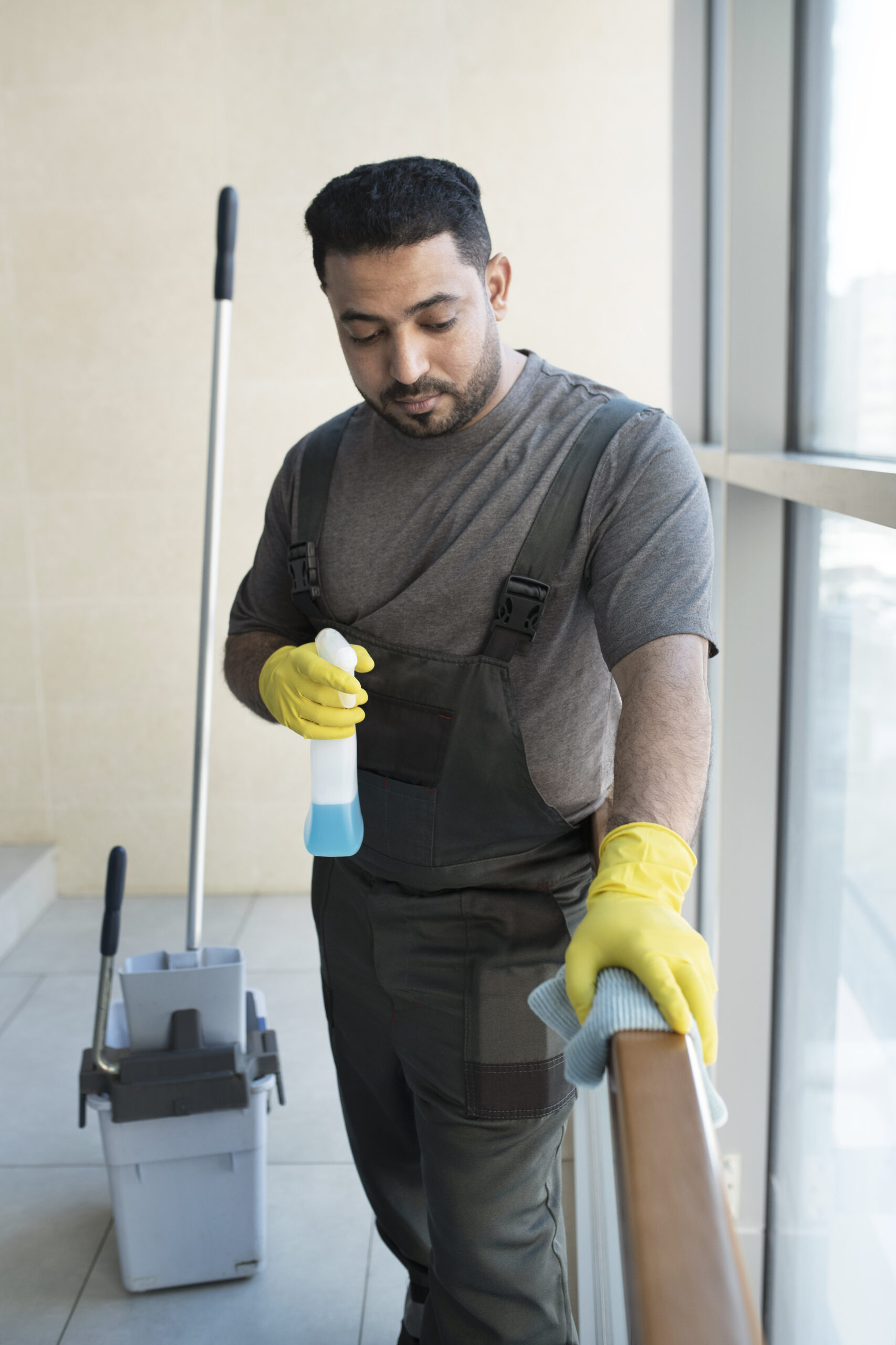 Professional cleaning team at work